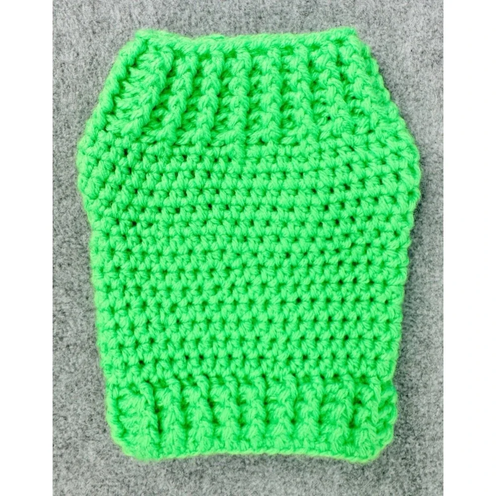 Dog‎ Sweater XS Green Small Breed Handmade Crocheted Pullover Cozy Pet